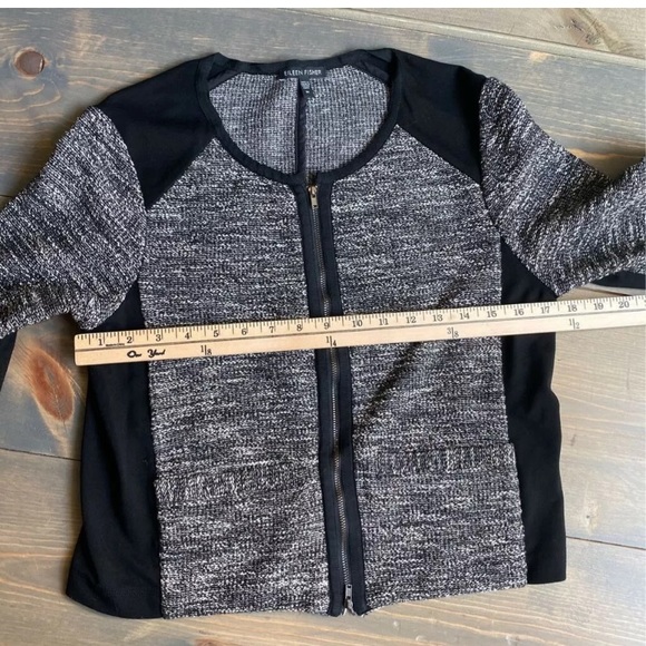 Eileen Fisher Jacket Tweed Color Block Cropped M - Picture 5 of 8